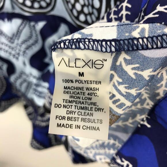 ALEXIS Robbie Romper M Geometric Collared Long Bell Sleeve Santorini Non-Stretch - Picture 3 of 5